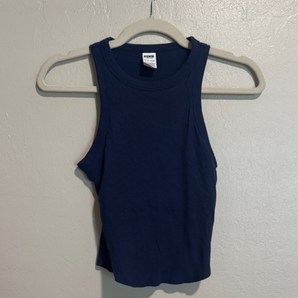 PINK Victoria's Secret Navy Tank Built In Sports Bra S